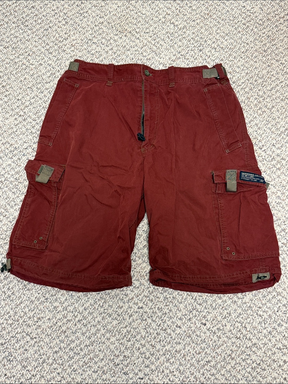 Abercrombie & Fitch Men's Cargo Shorts in Deep Red - Casual Utility Style